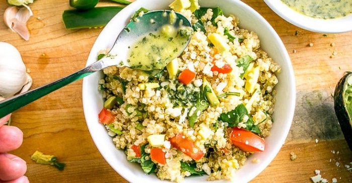 quinoa salad with lime cilantro dressing spoonful less green 640x450 960x500