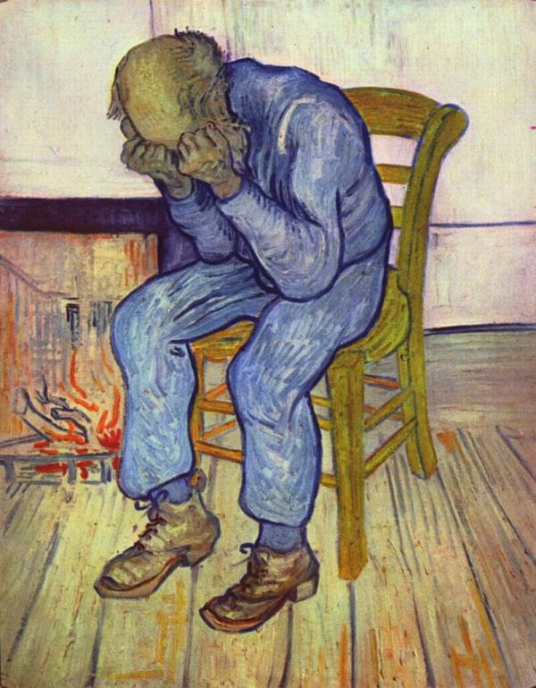 Στο κατώφλι της αιωνιότητας πίνακας του Βίνσεντ Bαν Γκογκ από τα 1890 που συμβολίζει την απόγνωση που χαρακτηρίζει την κατάθλιψη