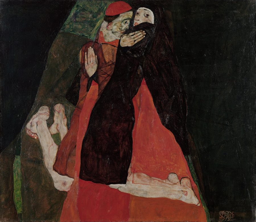 egon schiele cardinal and nun caress 1912 expressionism pc e1545638915703