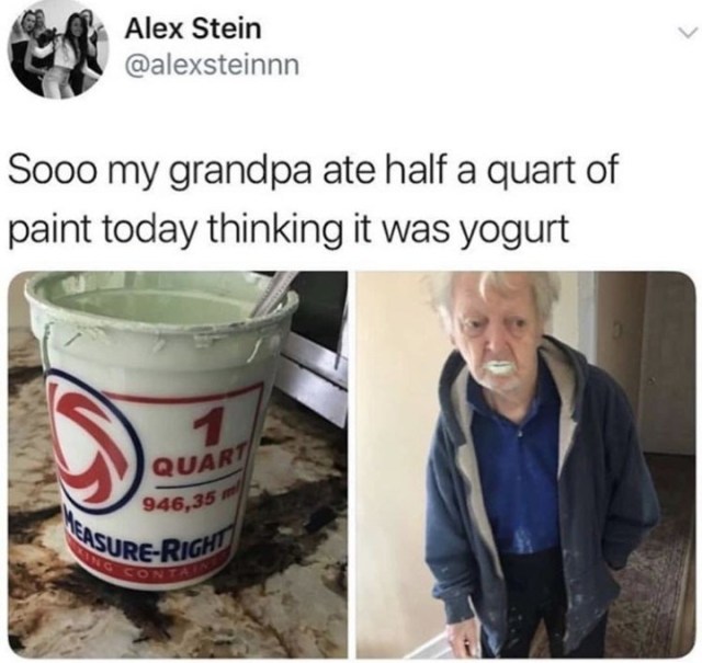 grandpa eats paint
