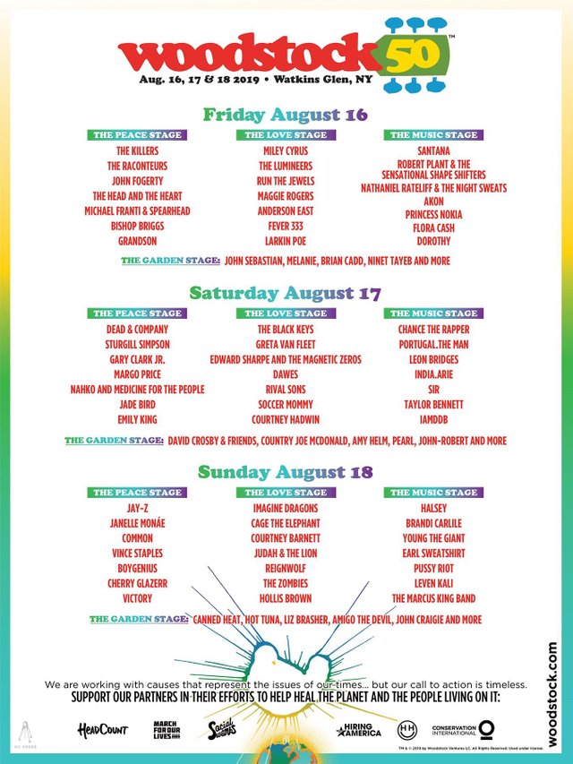 Woodstock 2019 daily lineup