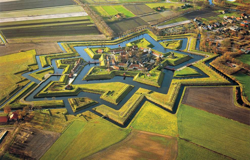aerial photography fort bourtange netherlands