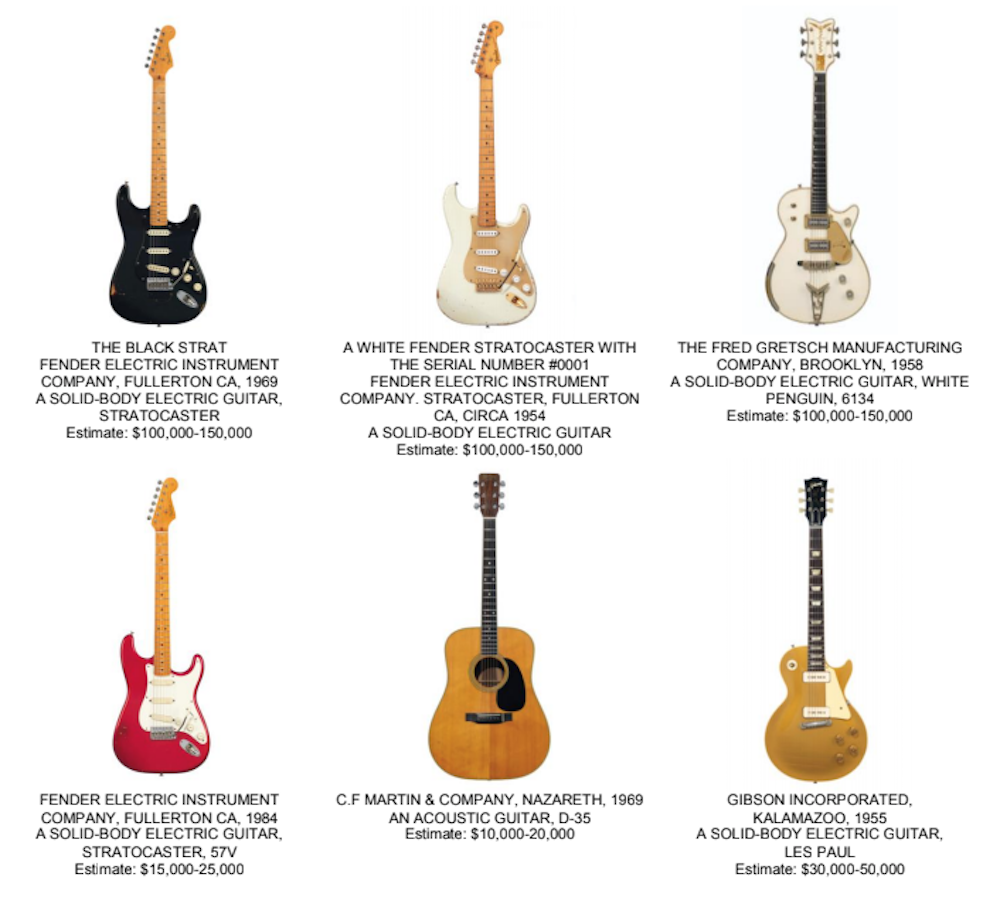 david gilmour guitar collection charity auction christies