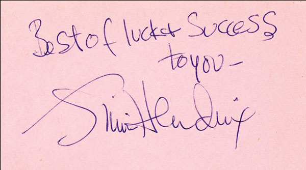 best of luck and sucess jimi hendrix autograph inscription