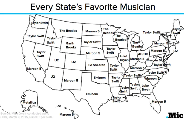 Οι αγαπημένοι μουσικοί της Αμερικής ανά πολιτεία