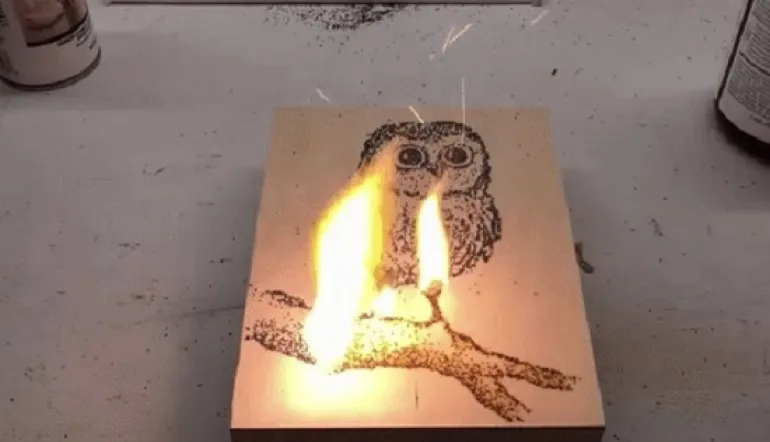 Καλλιτέχνης ζωγραφίζει με μπαρούτι και στη συνέχεια βάζει φωτιά στα έργα του...